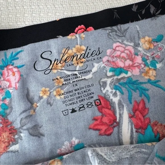 Black Floral Thong Panties by Splendies Size 1X NWT - Picture 6 of 8